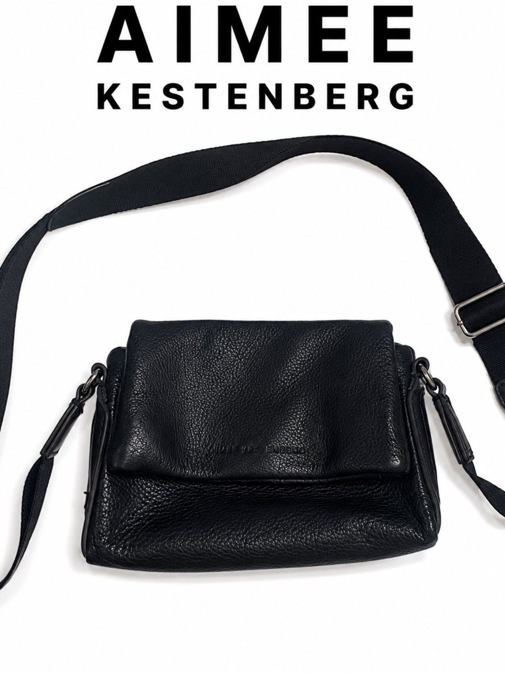 Aimee Kestenberg Black Leather Crossbody Bag Soft Pebbled Leather